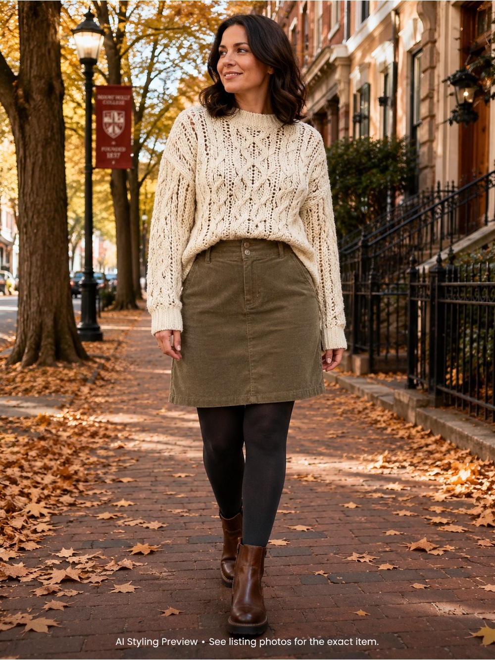 Woolrich Women’s XL Mushroom Olive Brown Ribbed Stretch Skirt 38” Waist